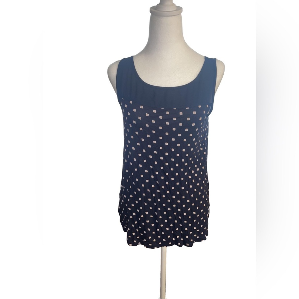 Loft Navy & Pink Polka Dot Office Tank *make offers*